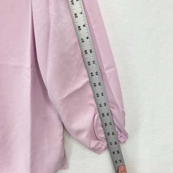 J.Crew Puff Sleeve Satin Back Crepe Top Women's XXS Petite Pink Keyhole Neckline - Picture 8 of 13